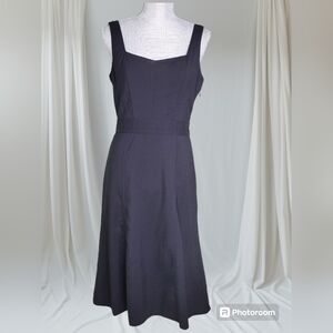 J Crew Women's Fit 'N Flare Sleeveless Black Midi Dress Medium